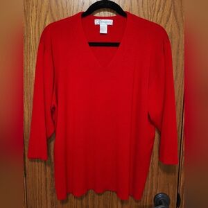 Women's Dress Barn True Red 3/4 Sleeve Sweater, Size 22/24